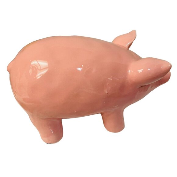 Handmade Pink Ceramic Piggy Bank Decorative Home Accent - Picture 4 of 6
